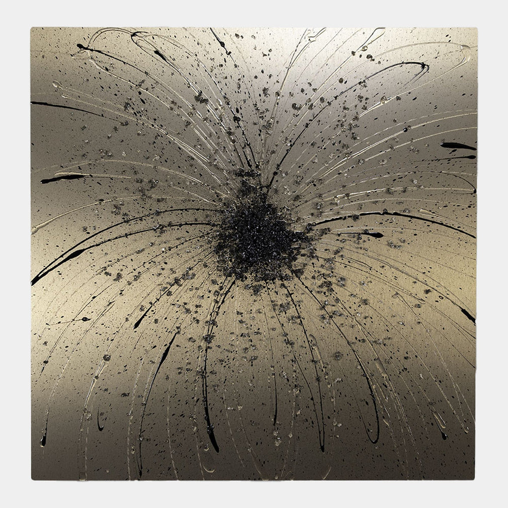 Flower Burst - Bronze & Black Liquid Art