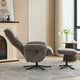 Alberta - Swivel Recliner Chair & Stool In Fabric Ash, Black Base