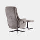 Alberta - Swivel Recliner Chair & Stool In Fabric Ash, Black Base
