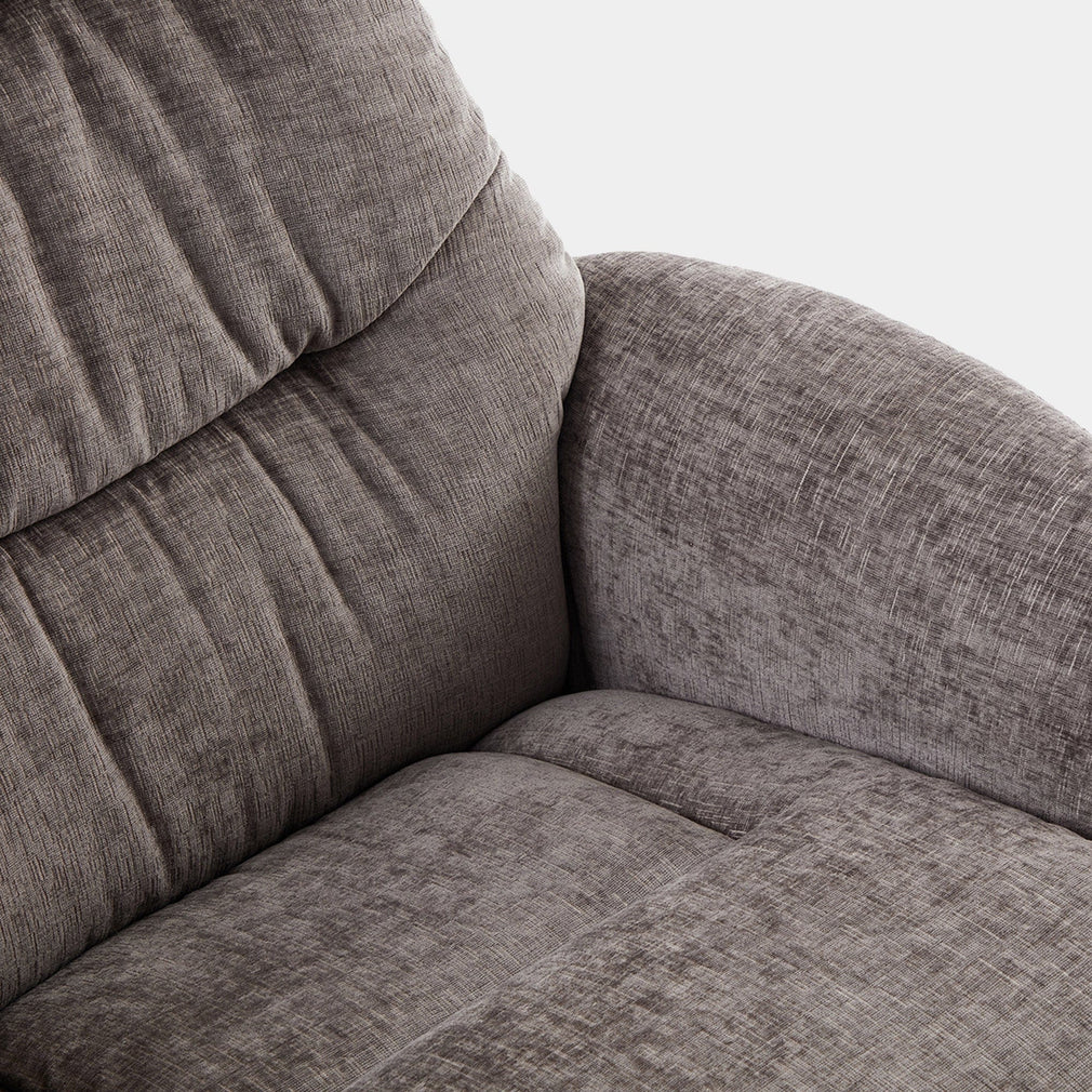 Alberta - Swivel Recliner Chair & Stool In Fabric Ash, Black Base