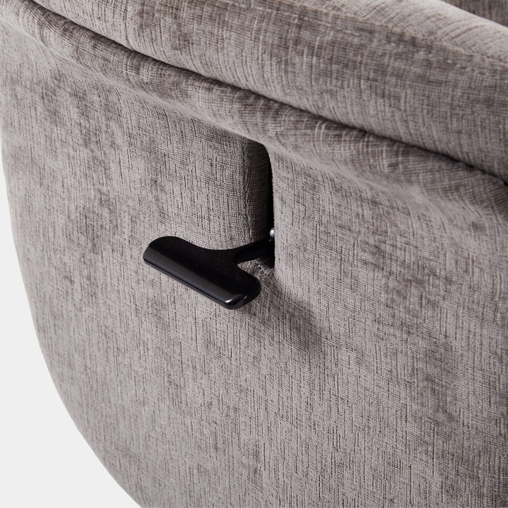 Alberta - Swivel Recliner Chair & Stool In Fabric Ash, Black Base
