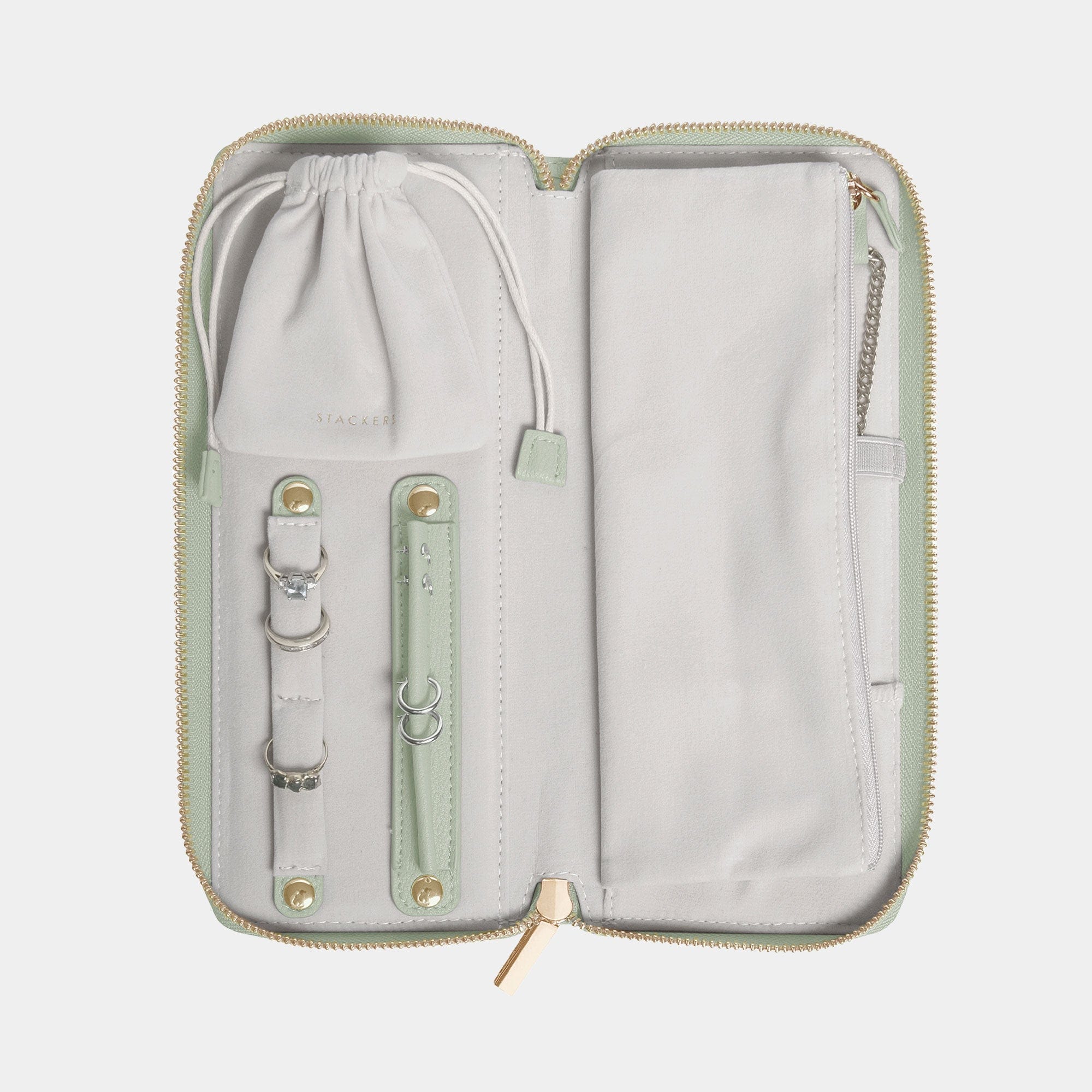 Stackers - Sage Green Jewellery Roll