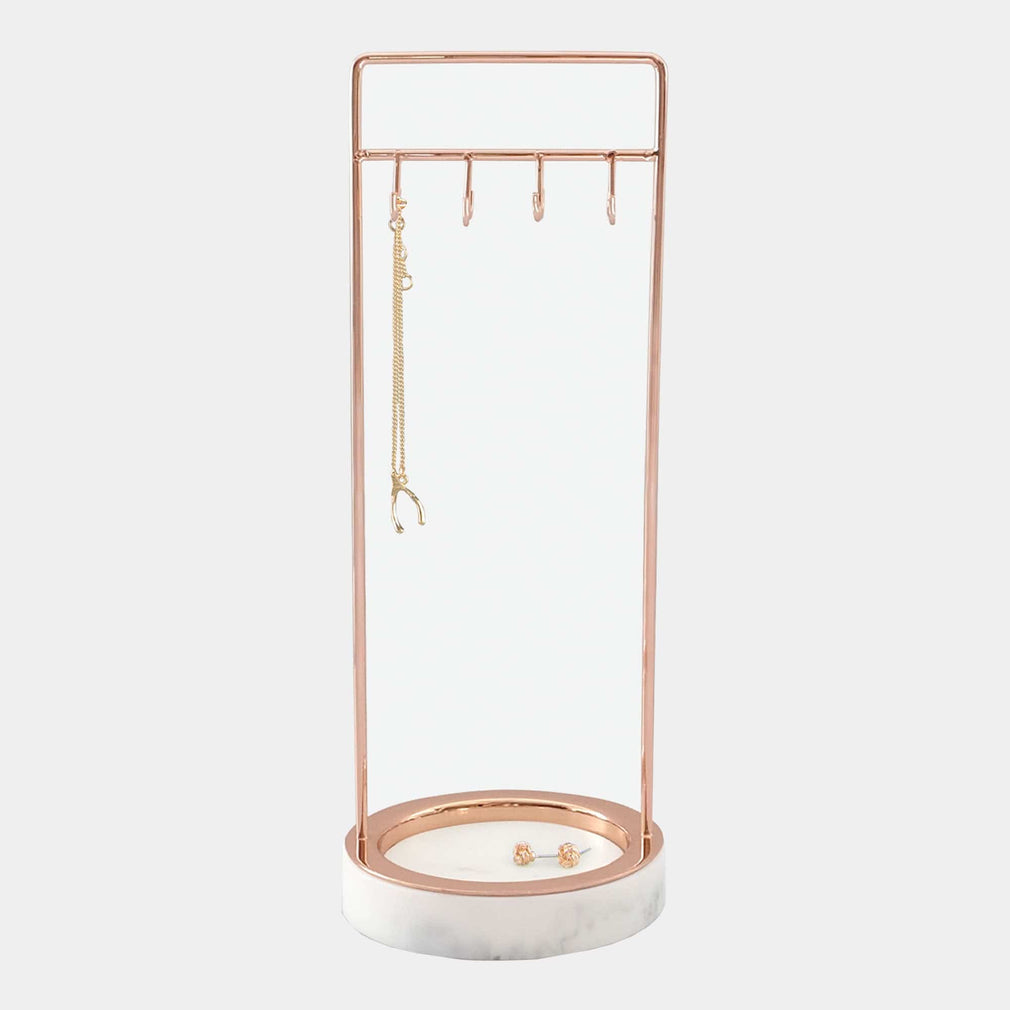 Stackers - 8 Hook Jewellery Stand with Marble Effect Base