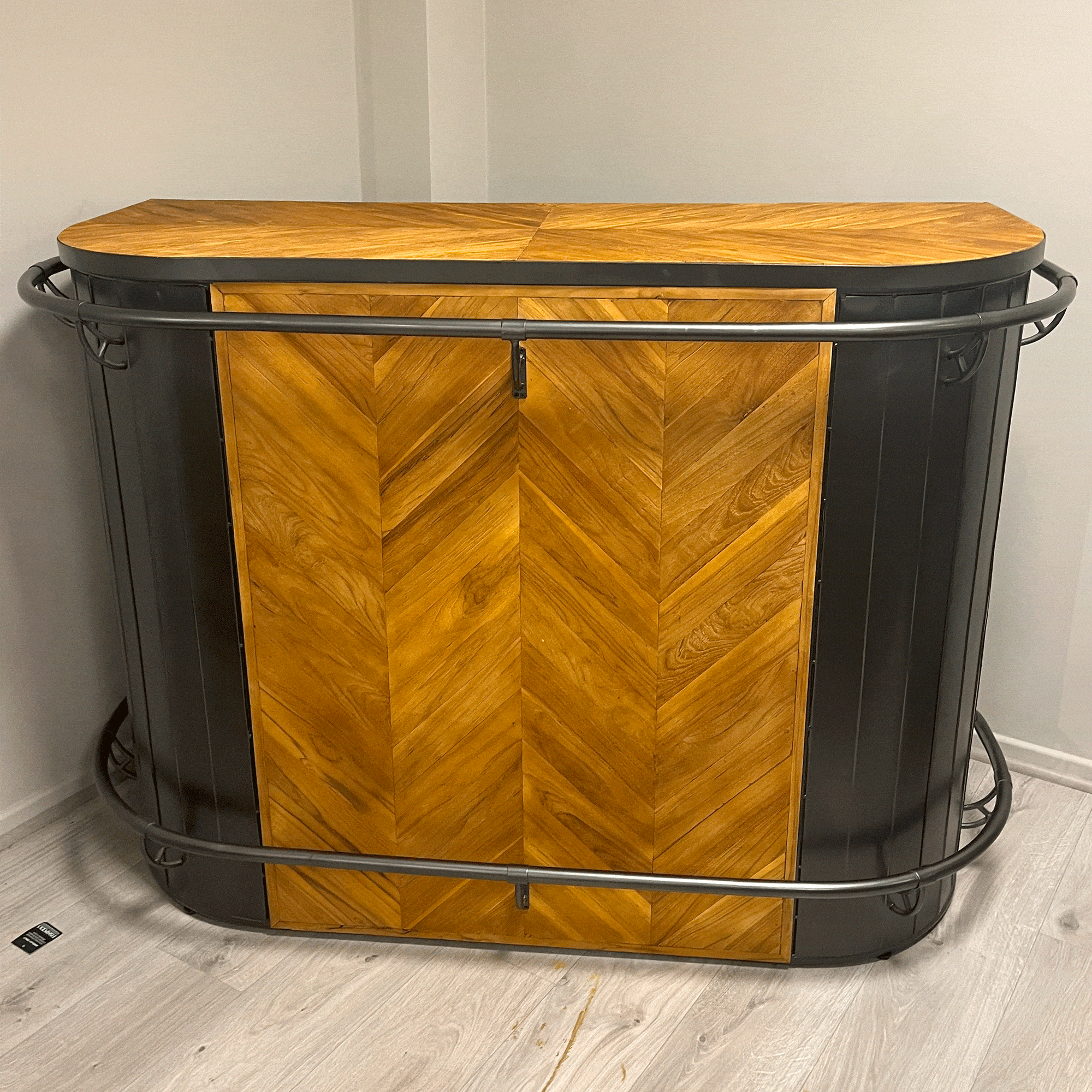 Claredon Bar Unit With Parquet Detail Top and Front