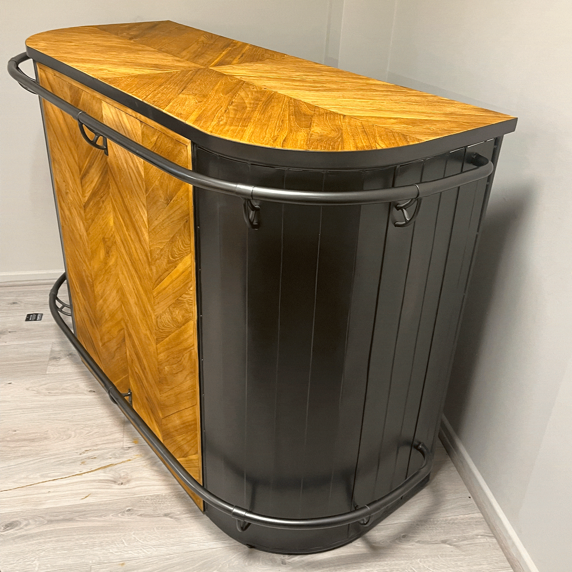 Claredon Bar Unit With Parquet Detail Top and Front