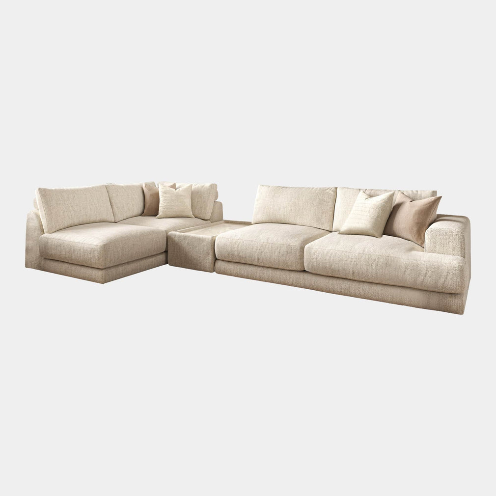 Linear - Large RHF Corner Group With Rectangular Glass Top Table In Fabric