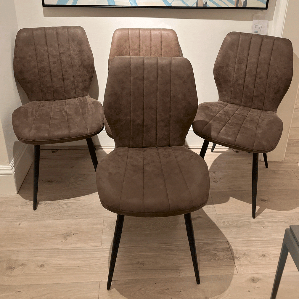 Set of 4 Tuscan Dining Chairs Brown Fabric