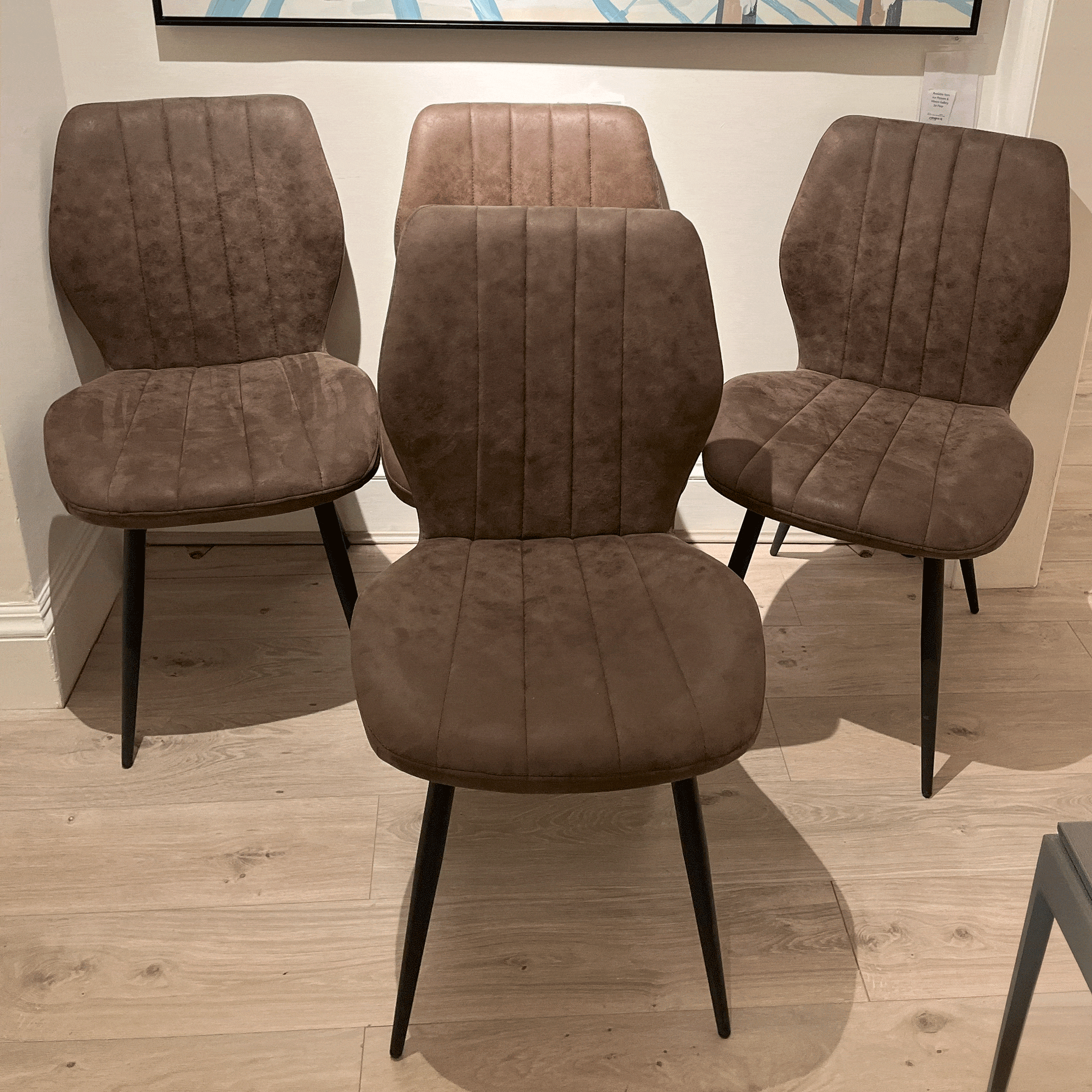 Set of 4 Tuscan Dining Chairs Brown Fabric