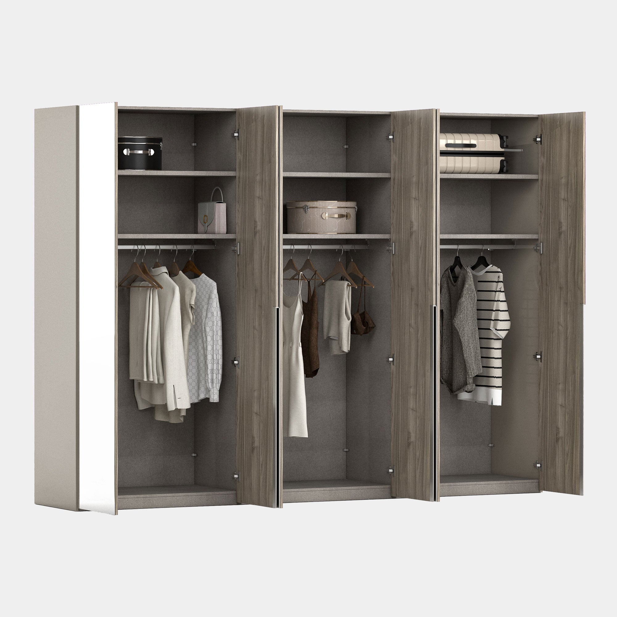 Stratus - 6 Door Wardrobe, 2 Mirrors