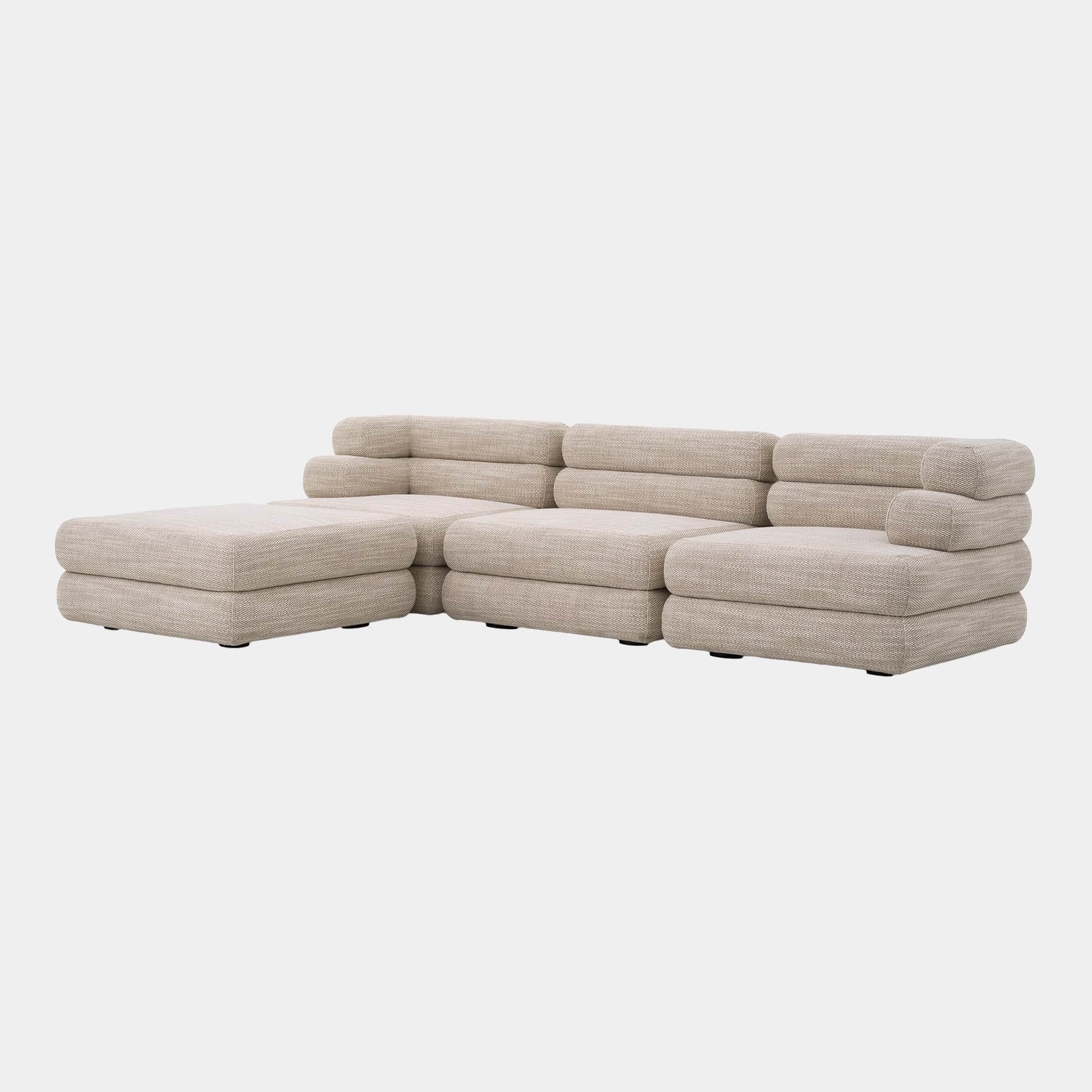 Eichholtz Malaga - RHF 2 Seat Sofa With Ottoman Chaise In Fabric