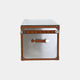Large Stainless Steel Trunk With Leather Details And Glass Top