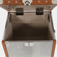 Small Stainless Steel Trunk With Leather Details And Glass Top