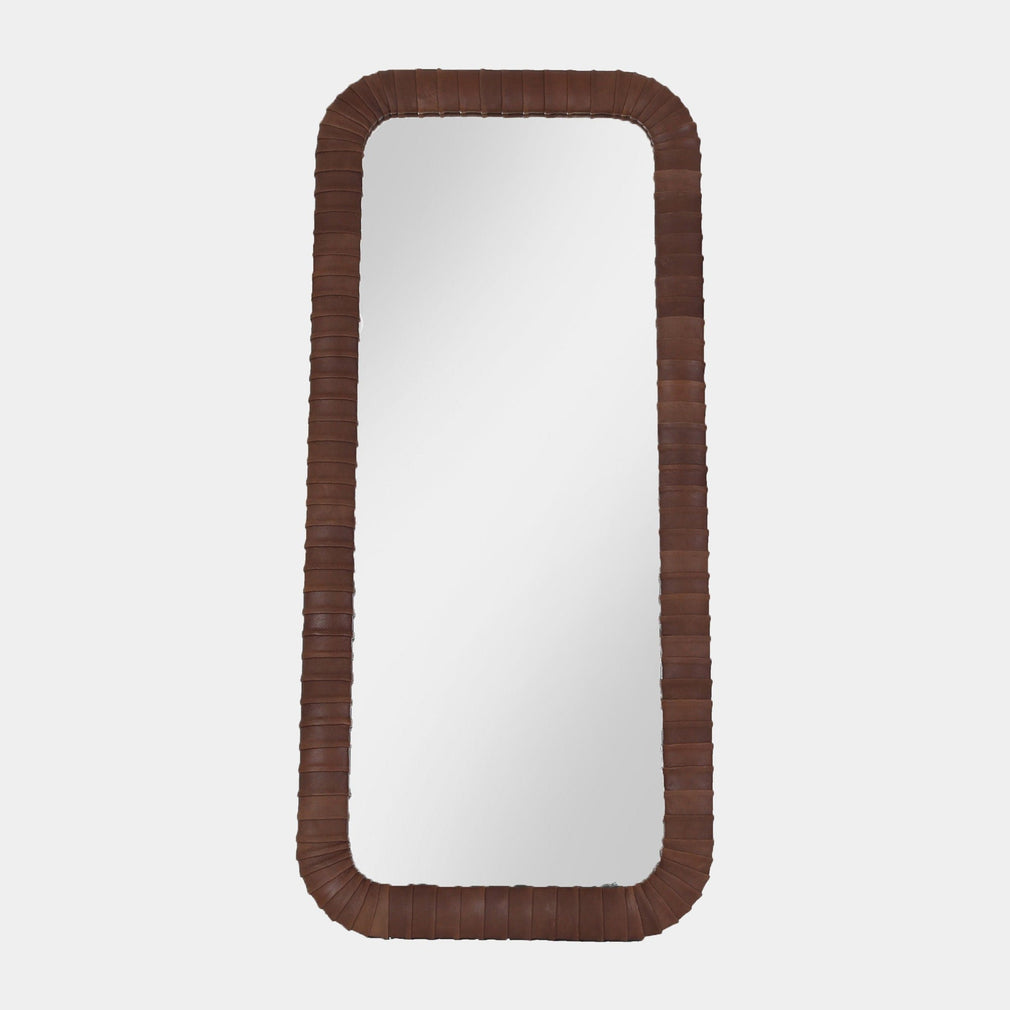 Echo - Large Rectangular Mirror With Leather Frame