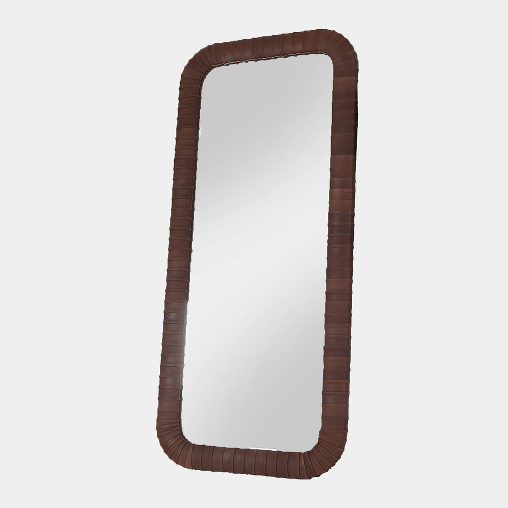 Large Rectangular Mirror With Leather Frame B299# Chicago Dark Brown