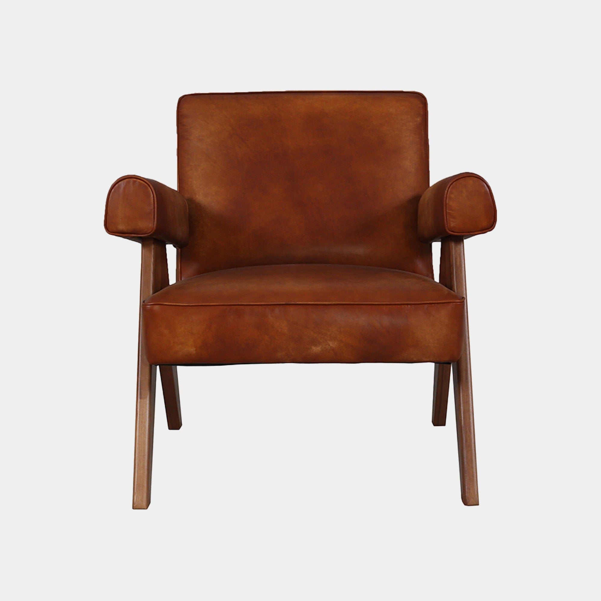 William - Accent Chair In Leather Migo Brown With Ash Legs B138
