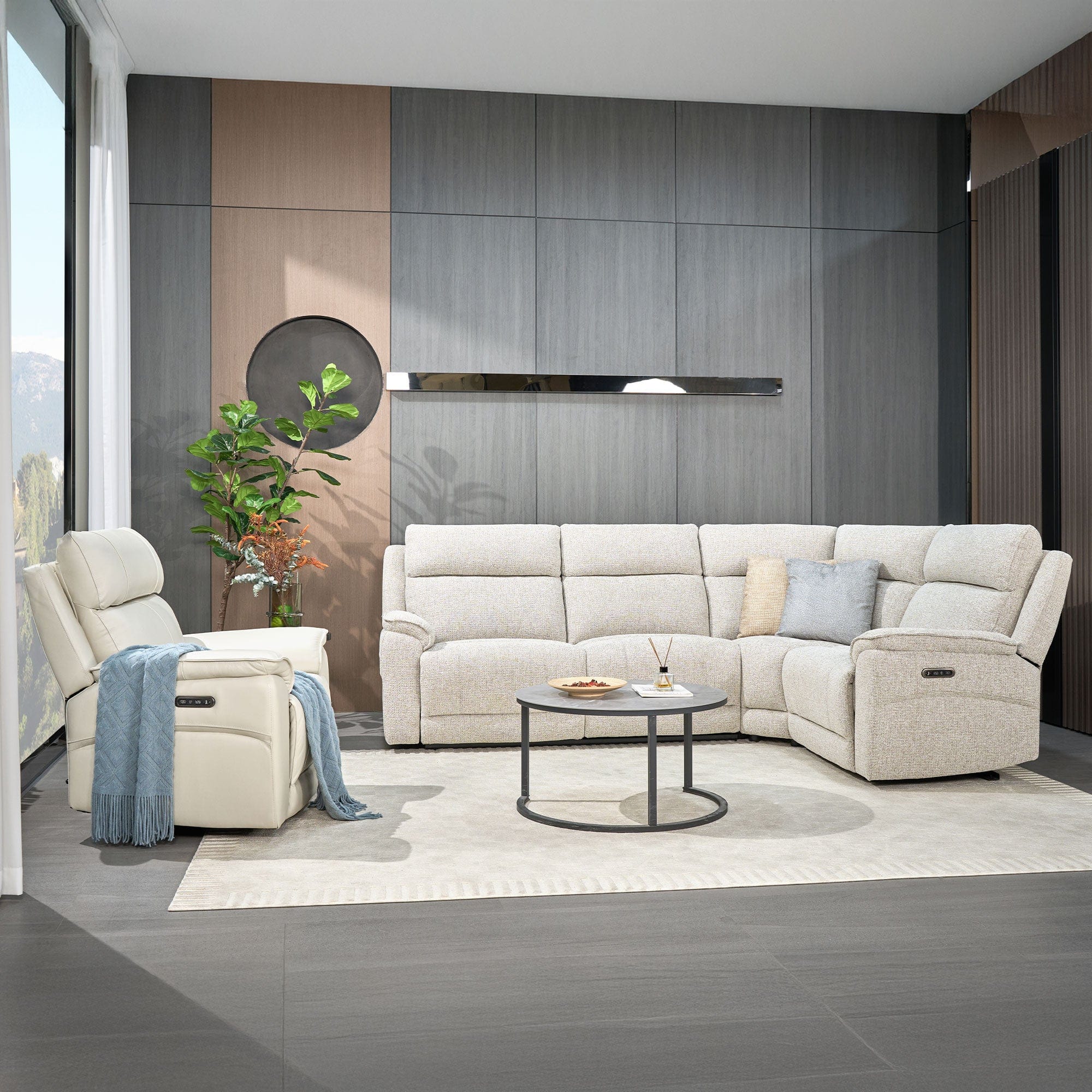 Lyceum - 2.5 Seat RHF-Corner-1.5 Seat LHF Power Recliner Group In Fabric Grade 6