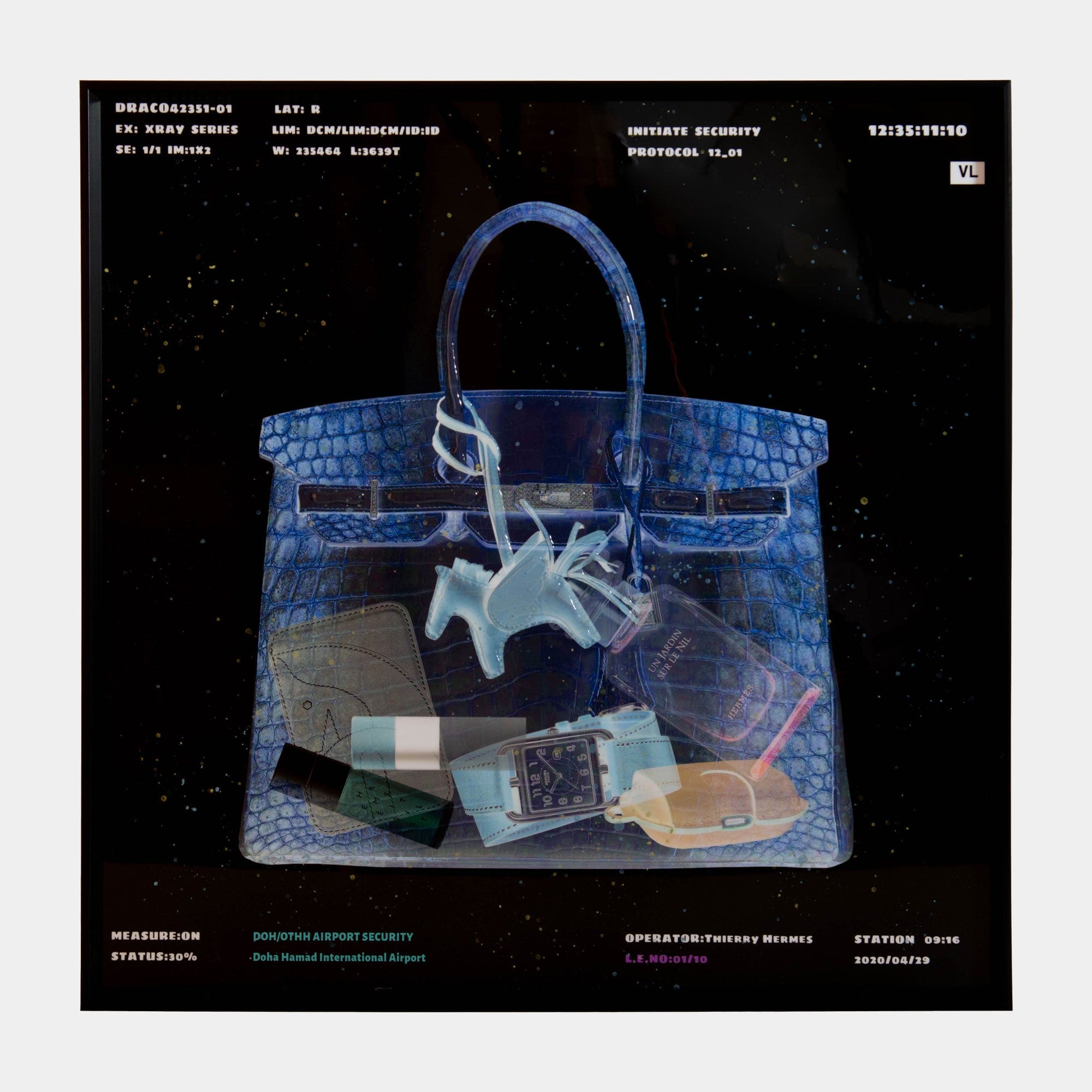 X Ray Handbag, Blue - Framed Print
