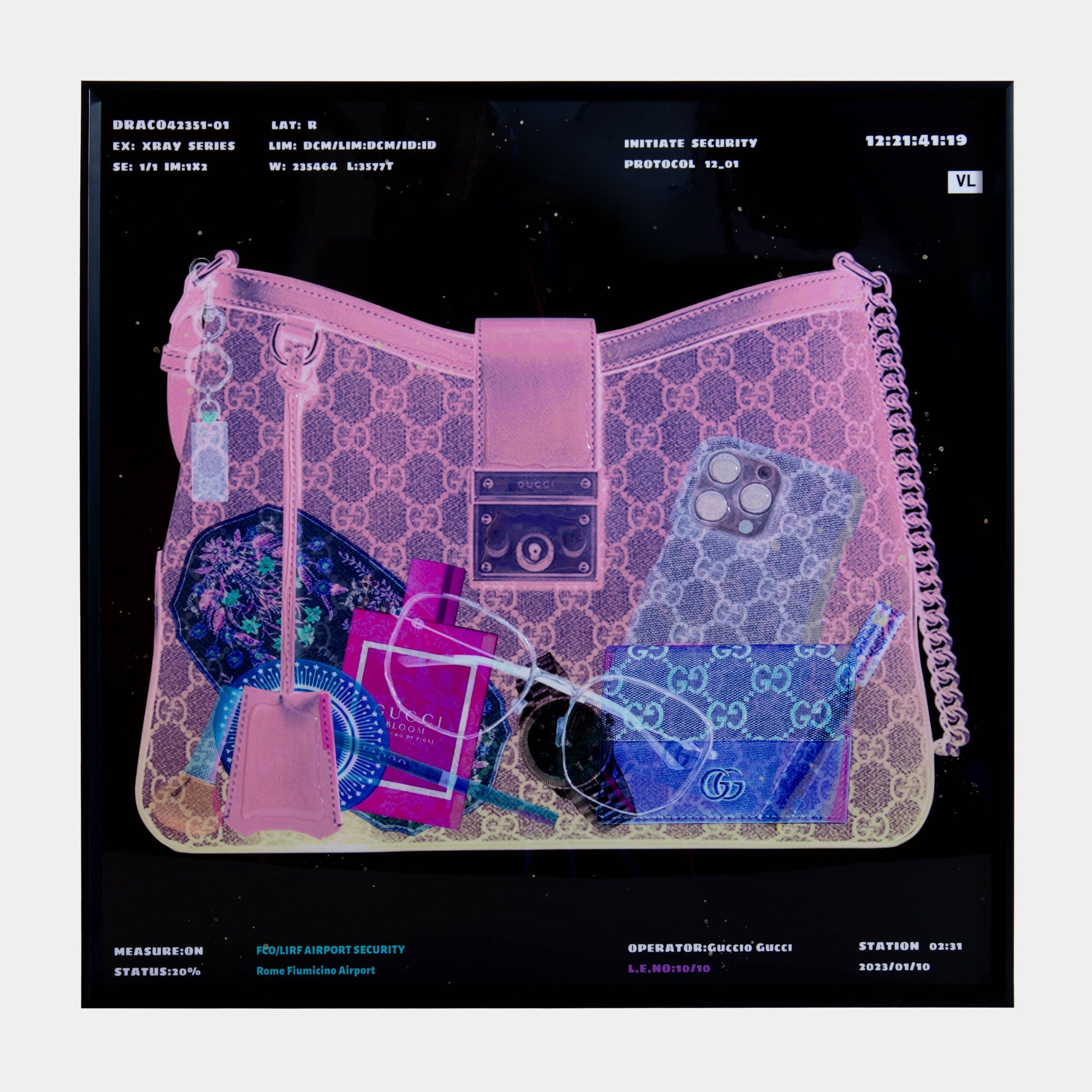 X Ray Handbag, Pink - Framed Print