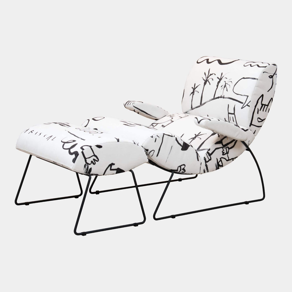 Zaragoza - Artistic Chair And Footstool In Fabric