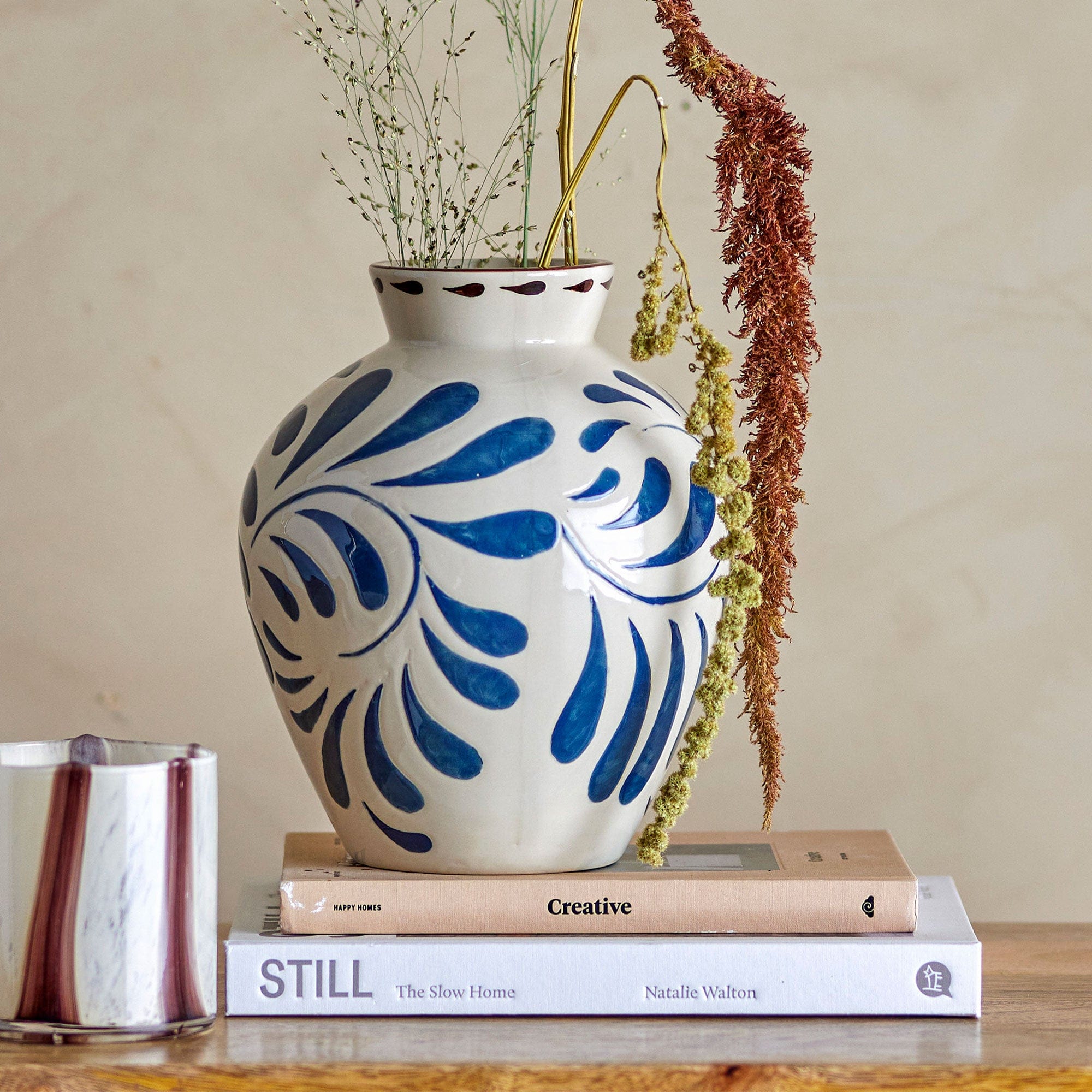 Heikki Vase Blue Pattern Stoneware 24cm (BO)