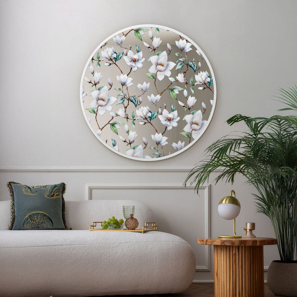 Blossom Mirror Round 80cm (WG)