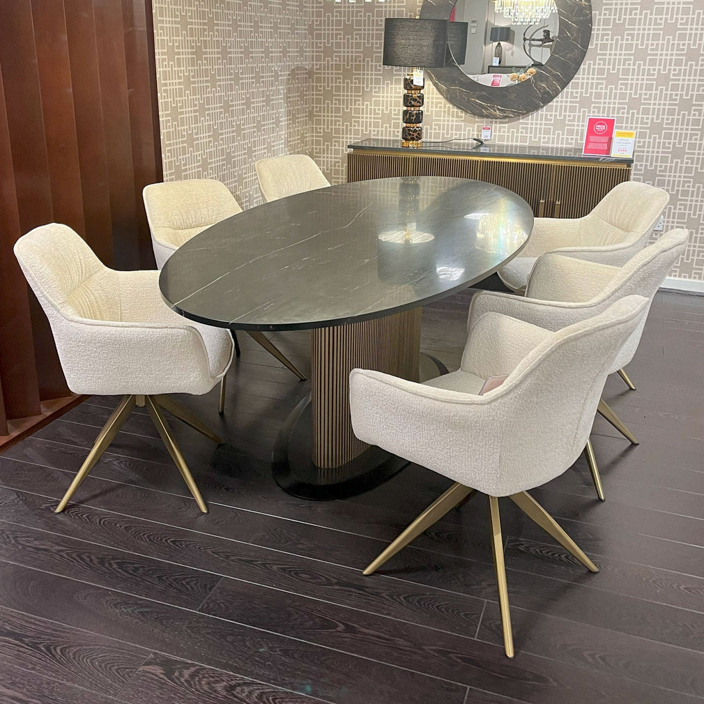 Braxton 235cm Oval Dining Table With Set Of 6 Mila Chairs