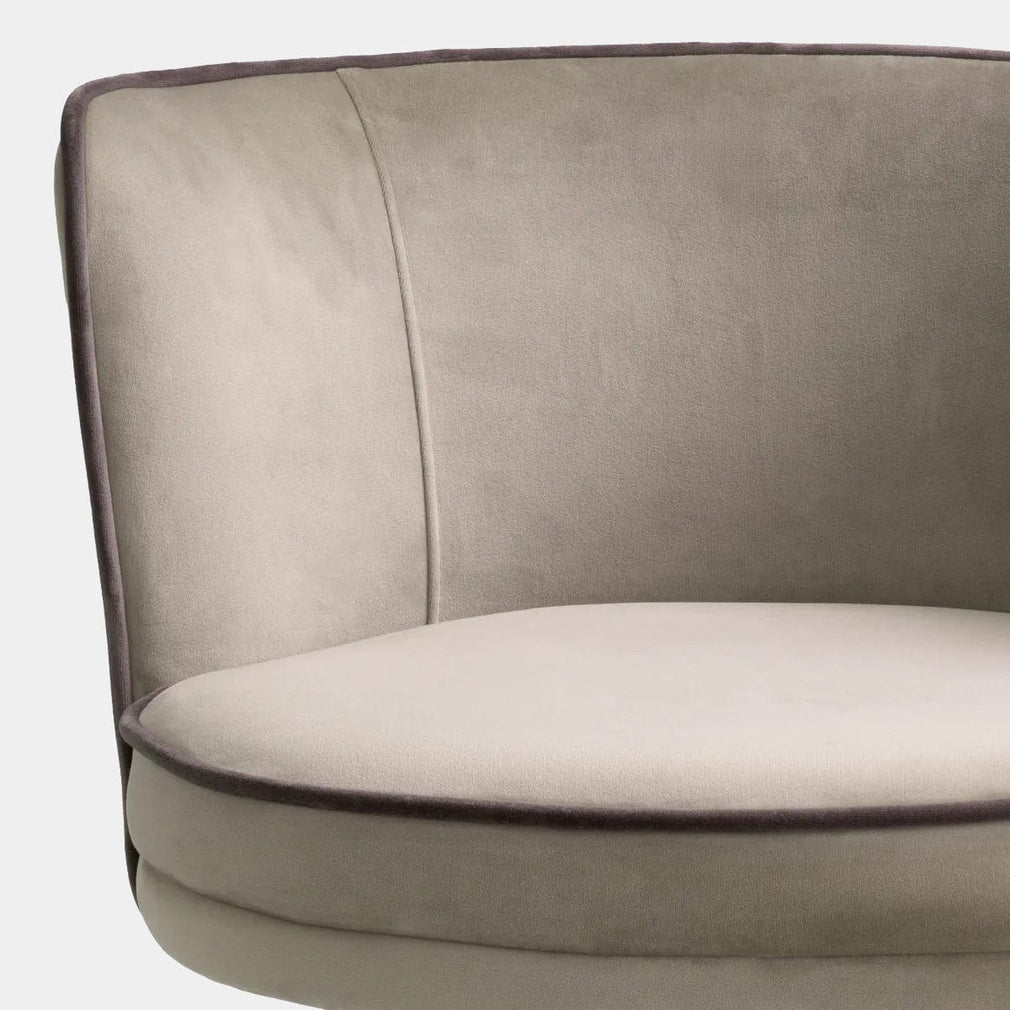Bar Stool In Savona Griege Velvet With Savona Grey Piping - 117781