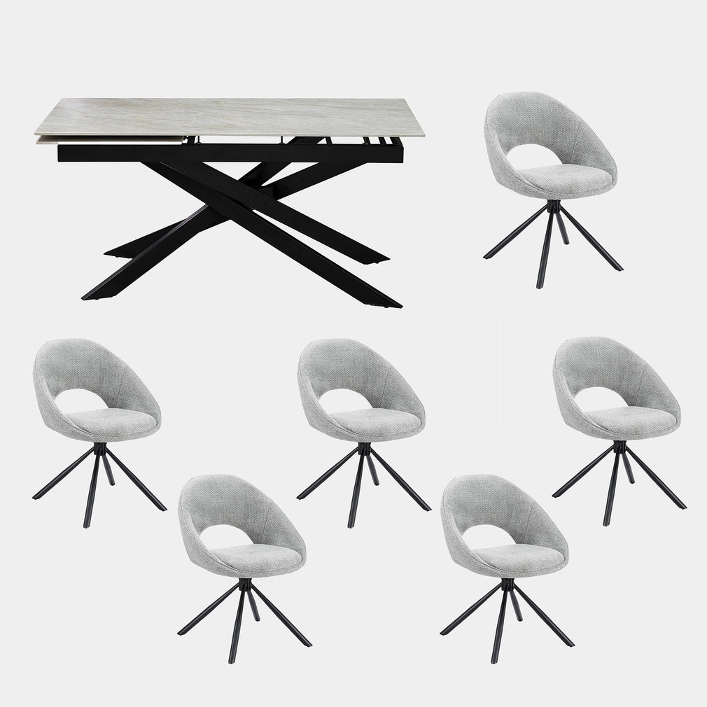 Triago - Extending Dining Table and 6 Chairs Set