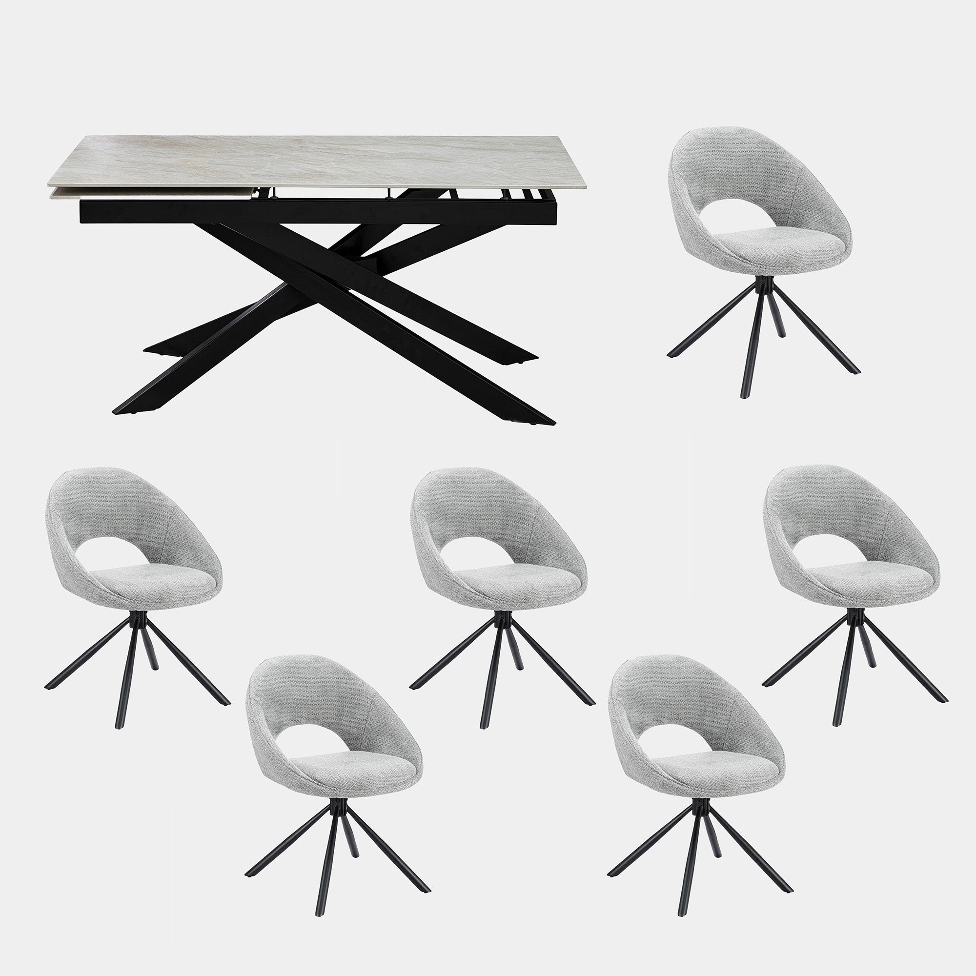 Triago - Extending Dining Table and 6 Chairs Set