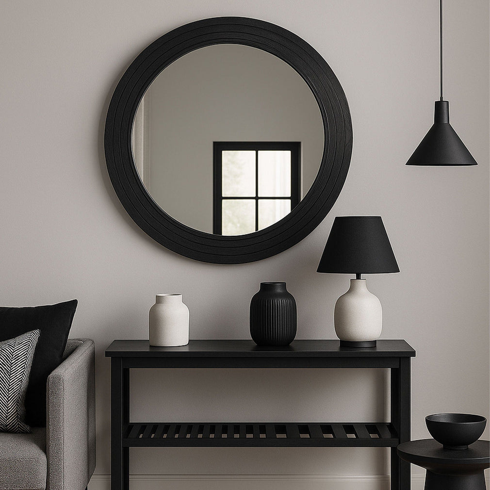 Piazza - Round Mirror, Black