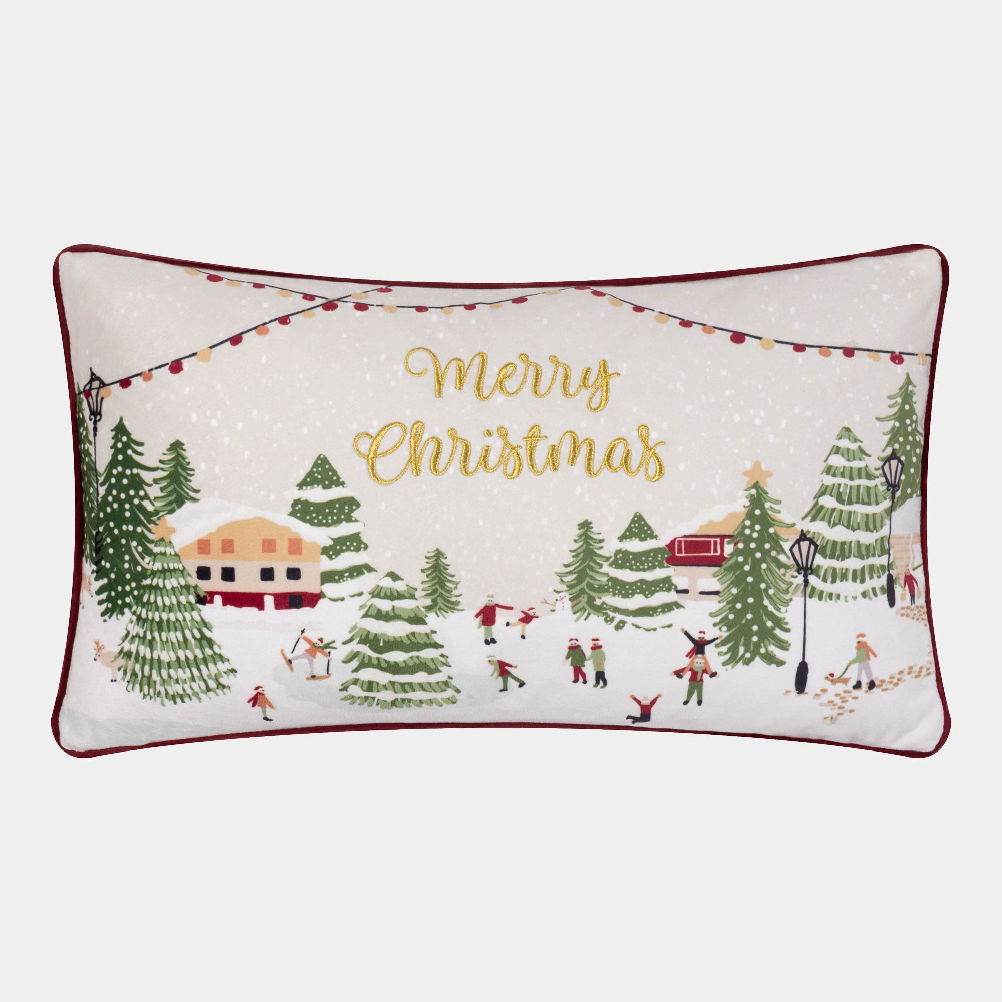 Joy to All - Embroidered Cushion, Snow Berry