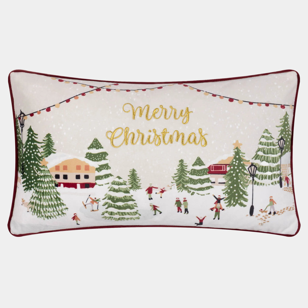 Joy to All Embroidered - Christmas Cushion 30x50cm