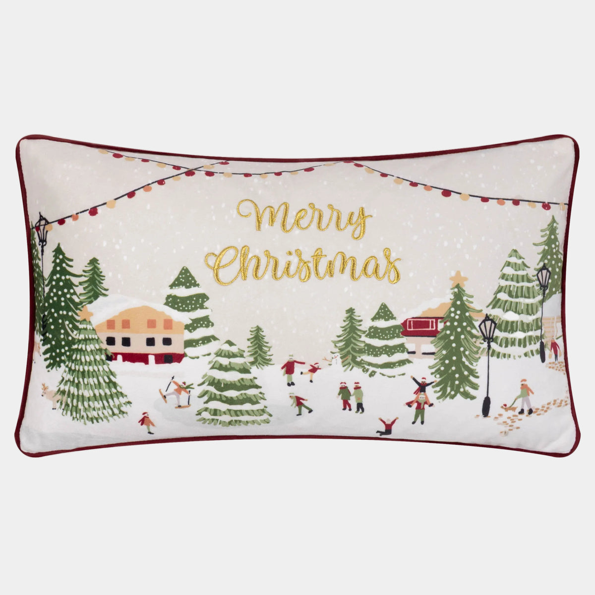 Joy to All Embroidered - Christmas Cushion 30x50cm
