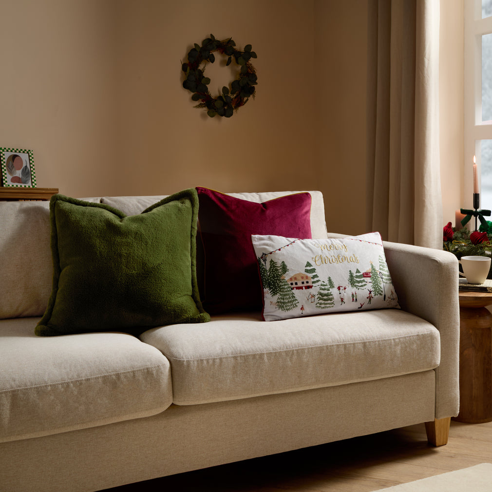 Joy to All Embroidered - Christmas Cushion 30x50cm