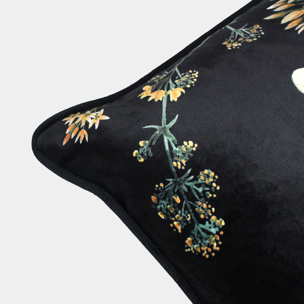 Midnight Garden - Bee Cushion, Black
