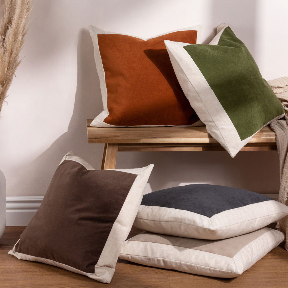 Auden Linen - Velvet Cushion, Pecan