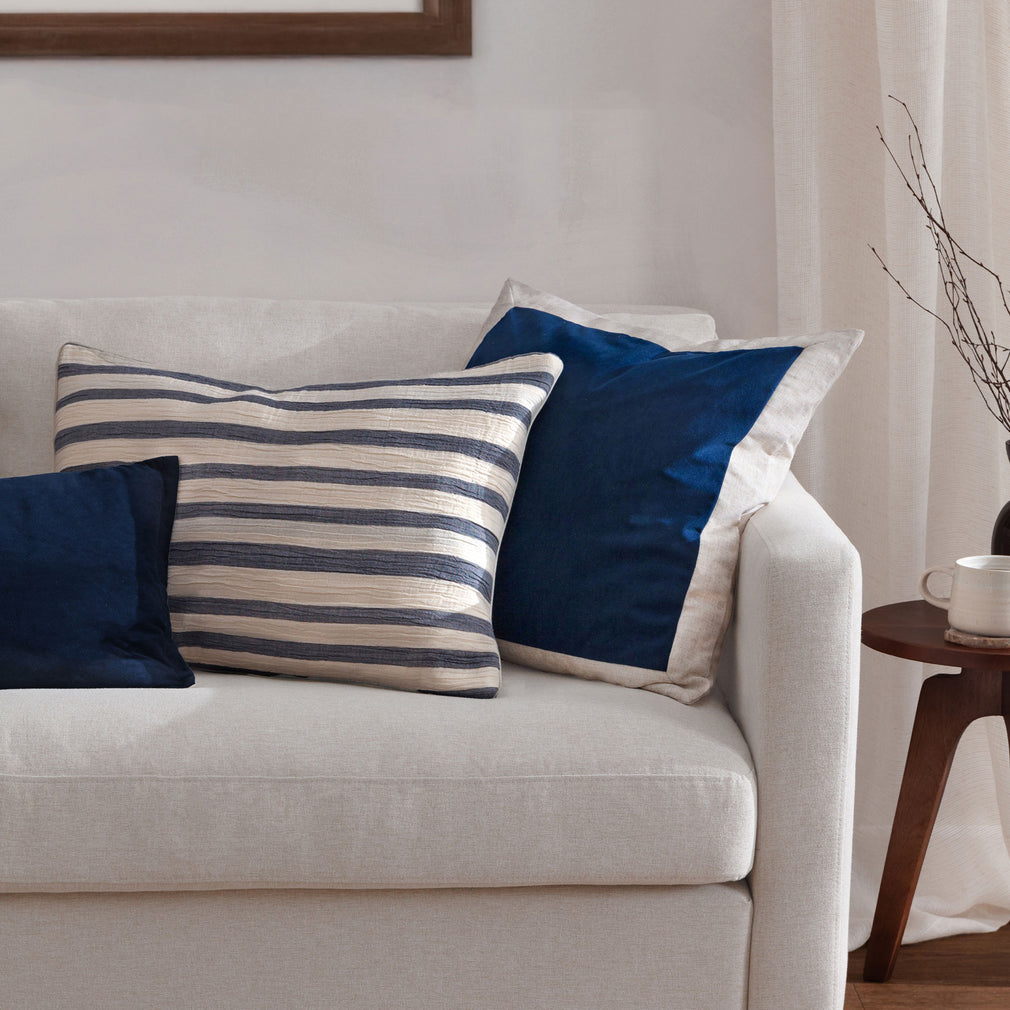 Auden Linen - Velvet Cushion, Indigo