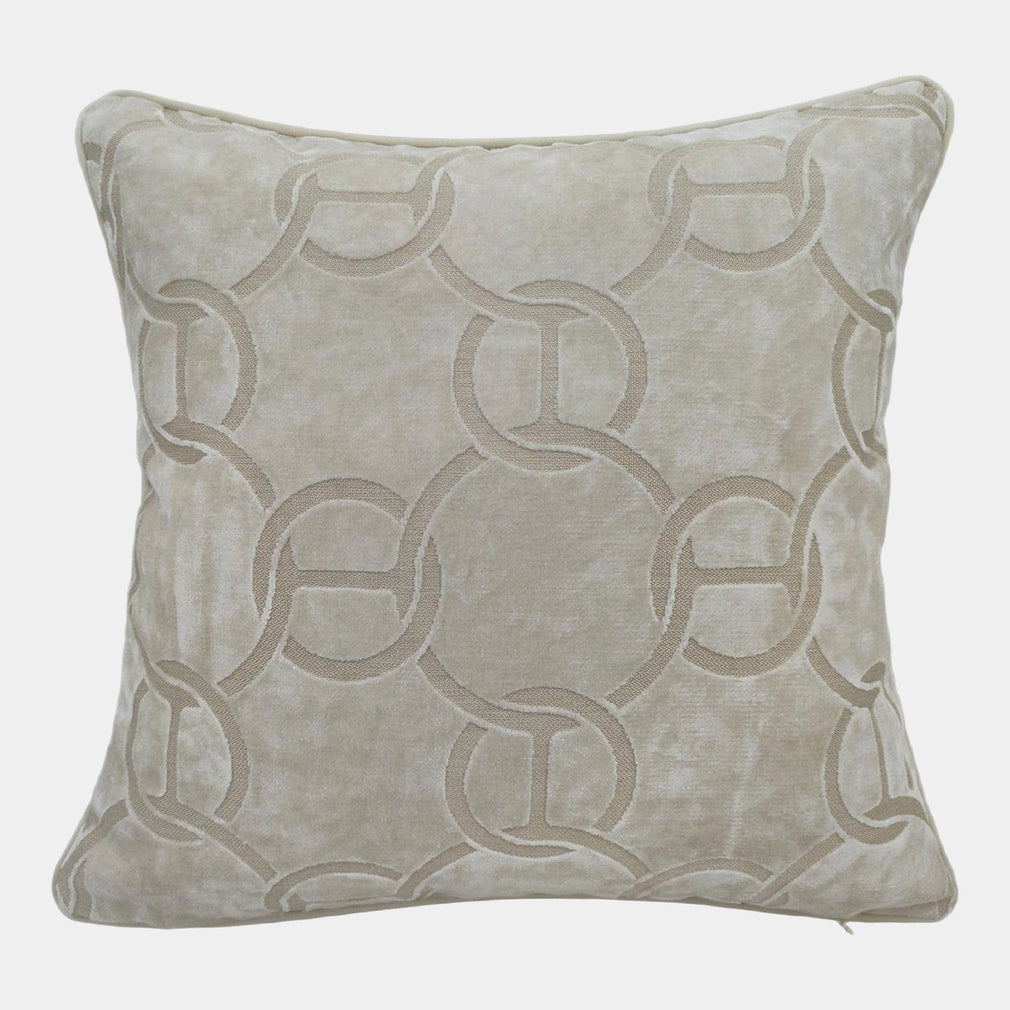 Chains - Cut Velvet Cushion, Ivory, 56x56cm