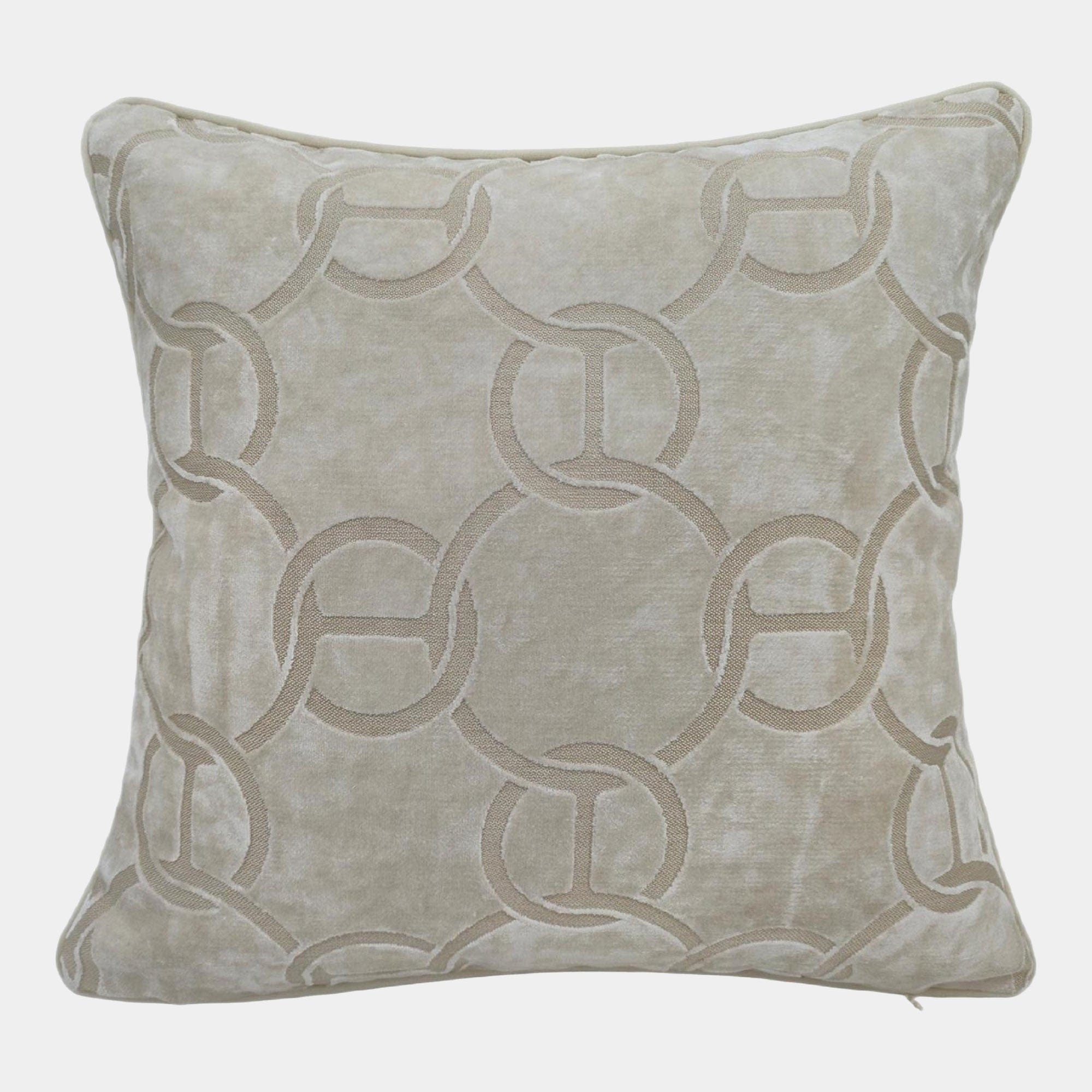 Chains - Cut Velvet Cushion, Ivory, 56x56cm