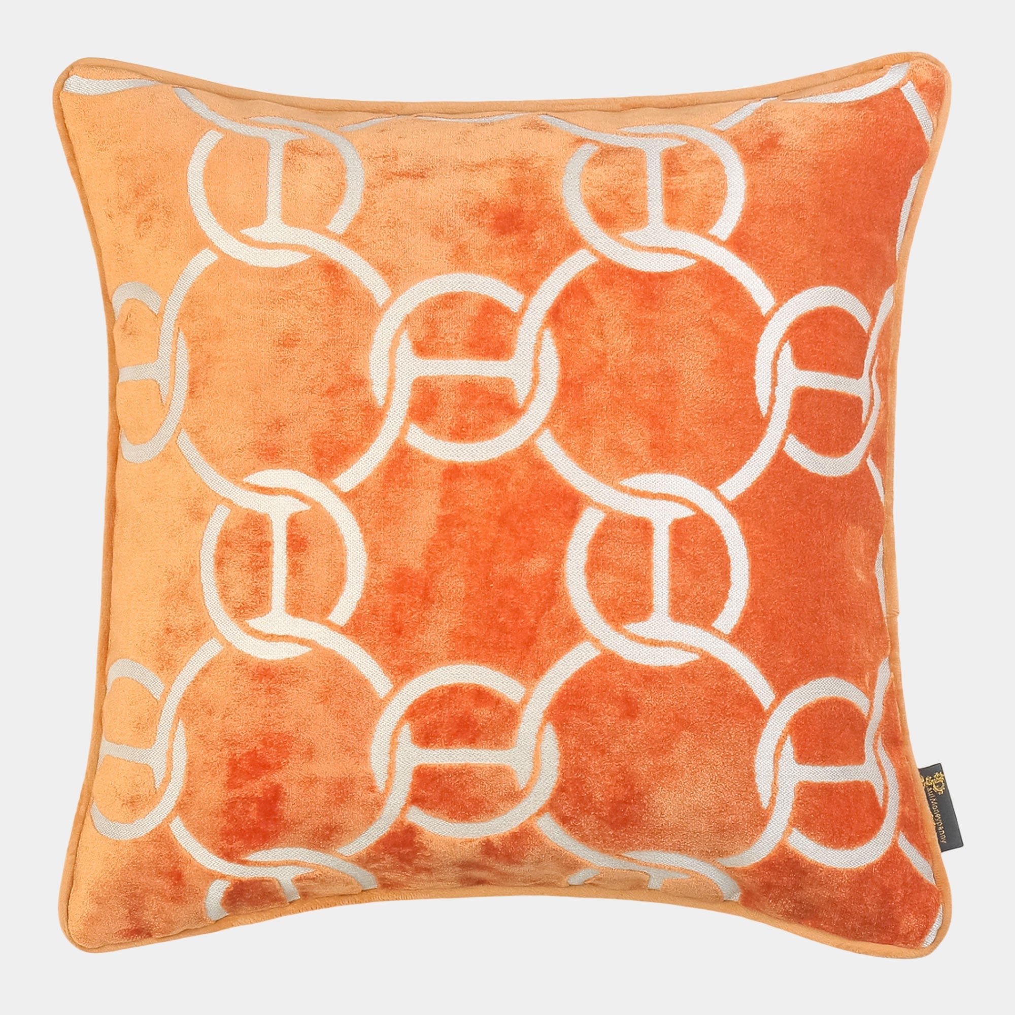 Chains - Cut Velvet Cushion, Orange, 56x56cm