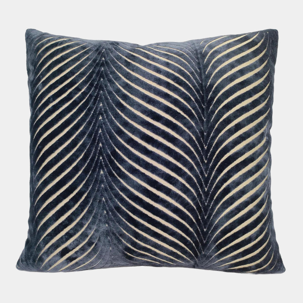 Fan Rada - Cut Velvet Cushion, Navy, 56x56cm