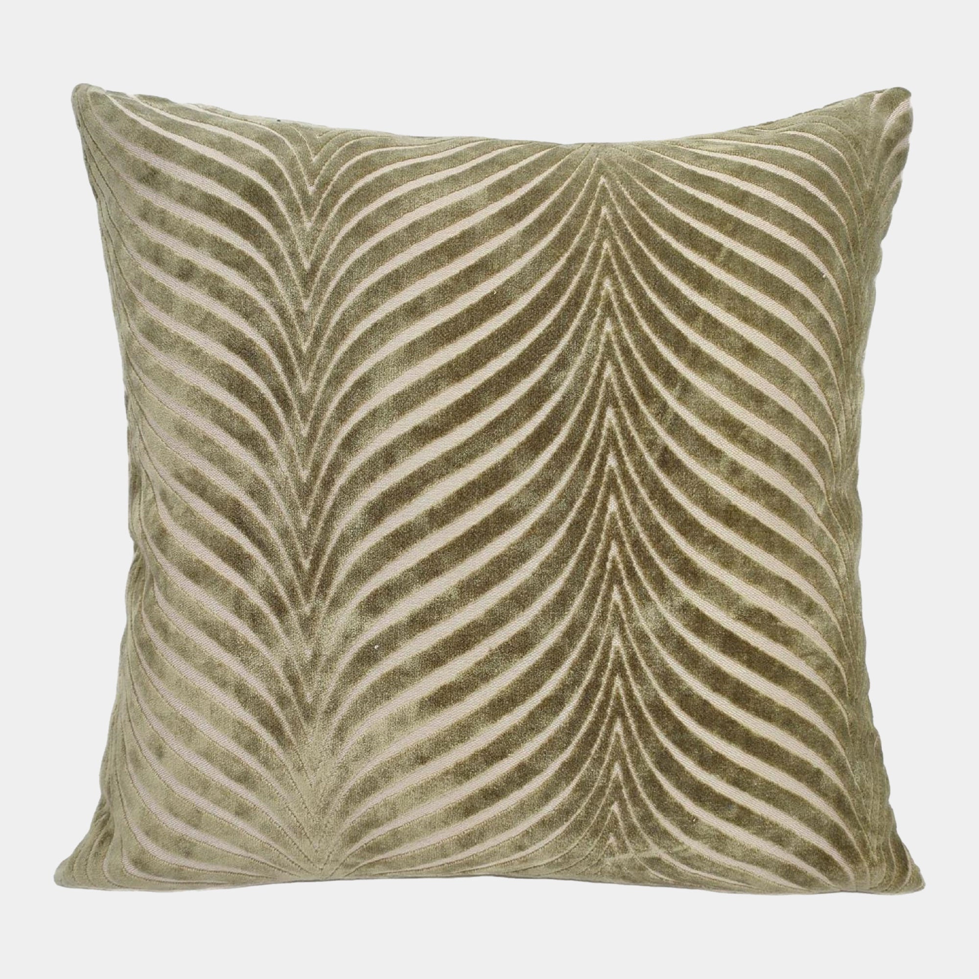 Fan Rada - Cut Velvet Cushion, Olive, 56x56cm