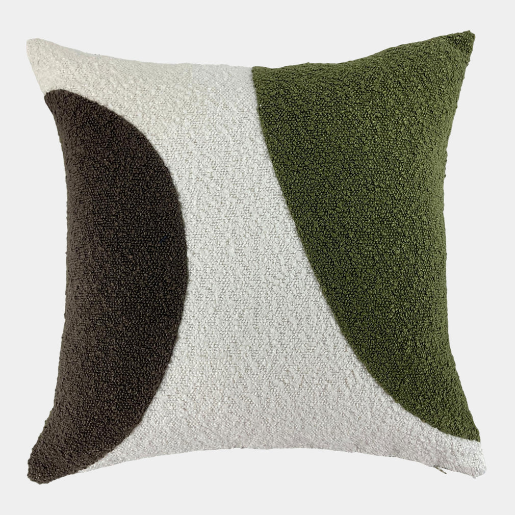 Boucle - Circles Cushion, Olive Brown, 45x45cm