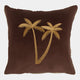 Palms - Embroidered Cushion, Gold Chocolate, 45x45cm