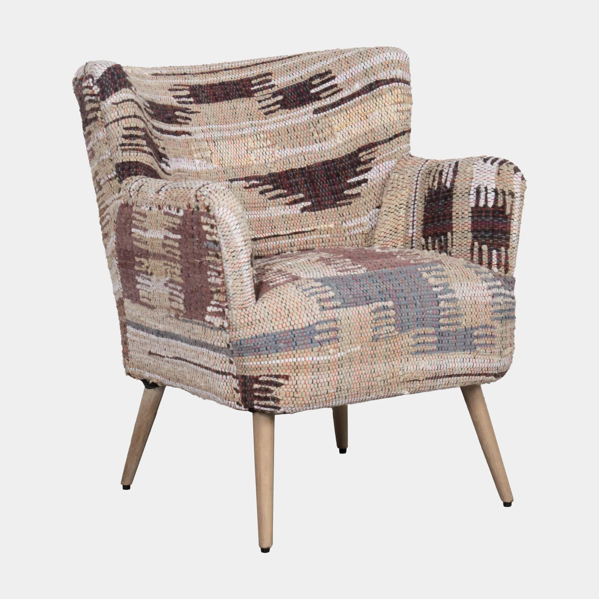 Evie - Accent Chair In Fabric Multi Brown and Rust