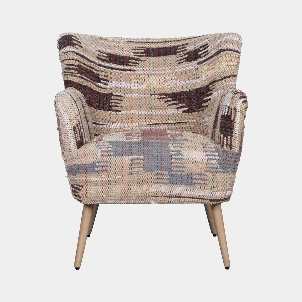 Evie - Accent Chair In Fabric Multi Brown and Rust