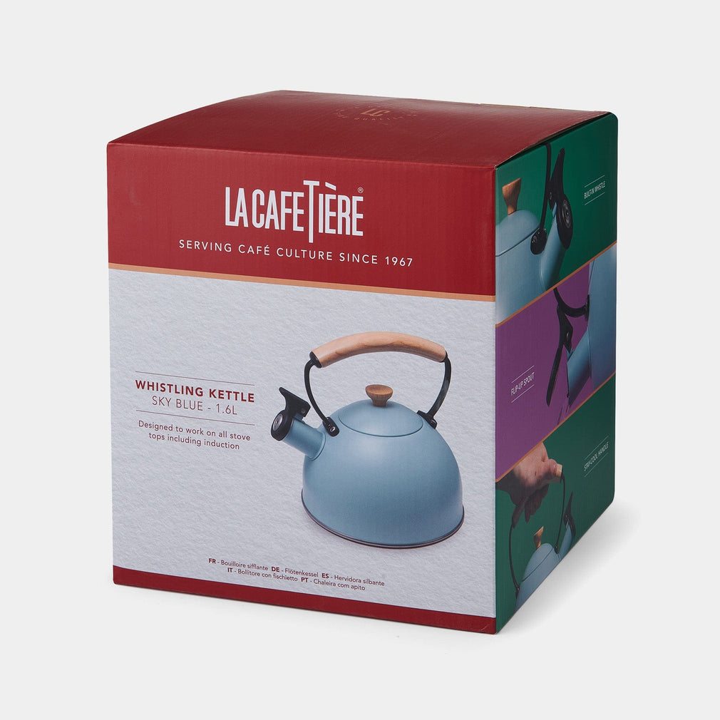 La Cafetière - Whistling Kettle Wood Handle Sky Blue 1.6L