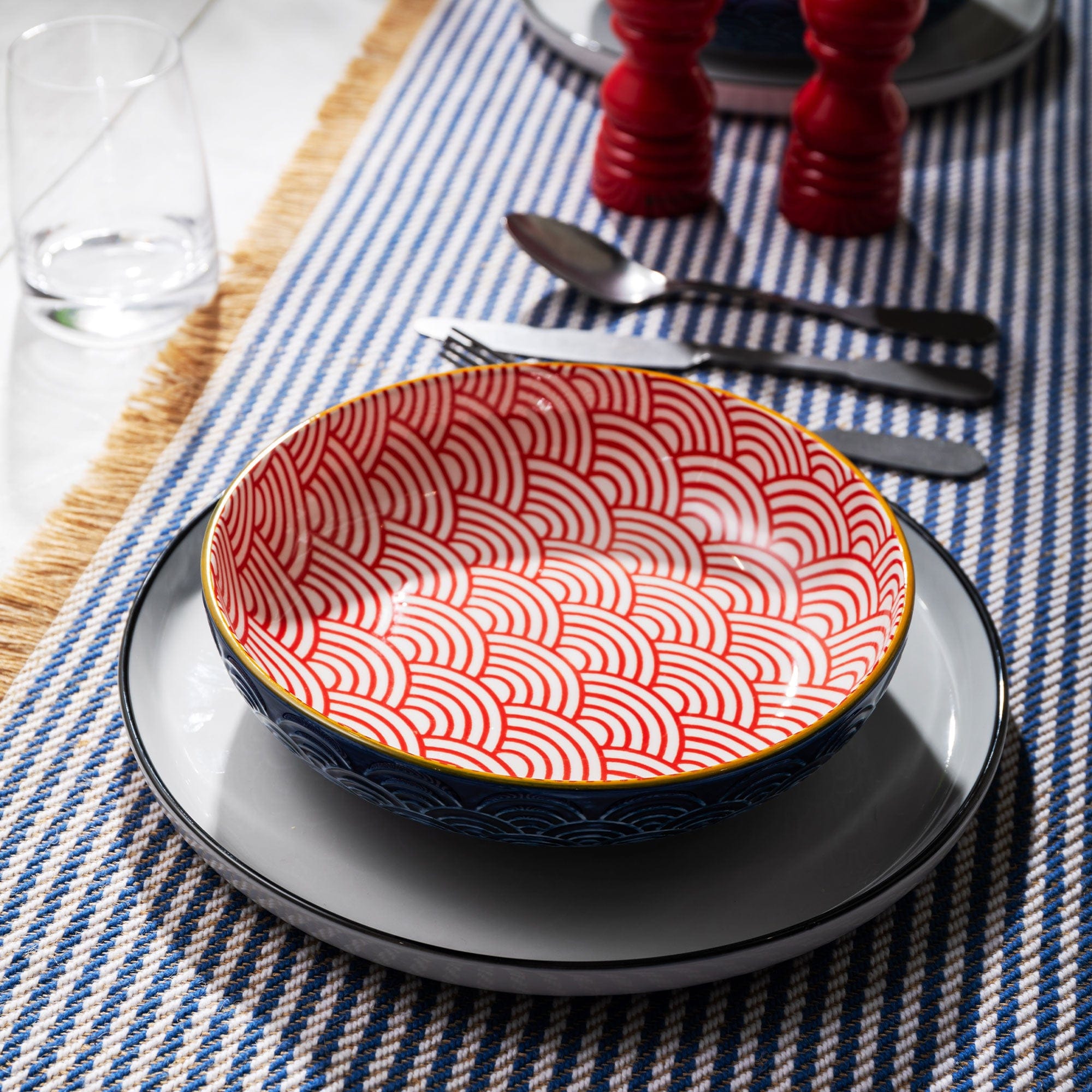 Mikasa - Blue & Red Pasta Bowl