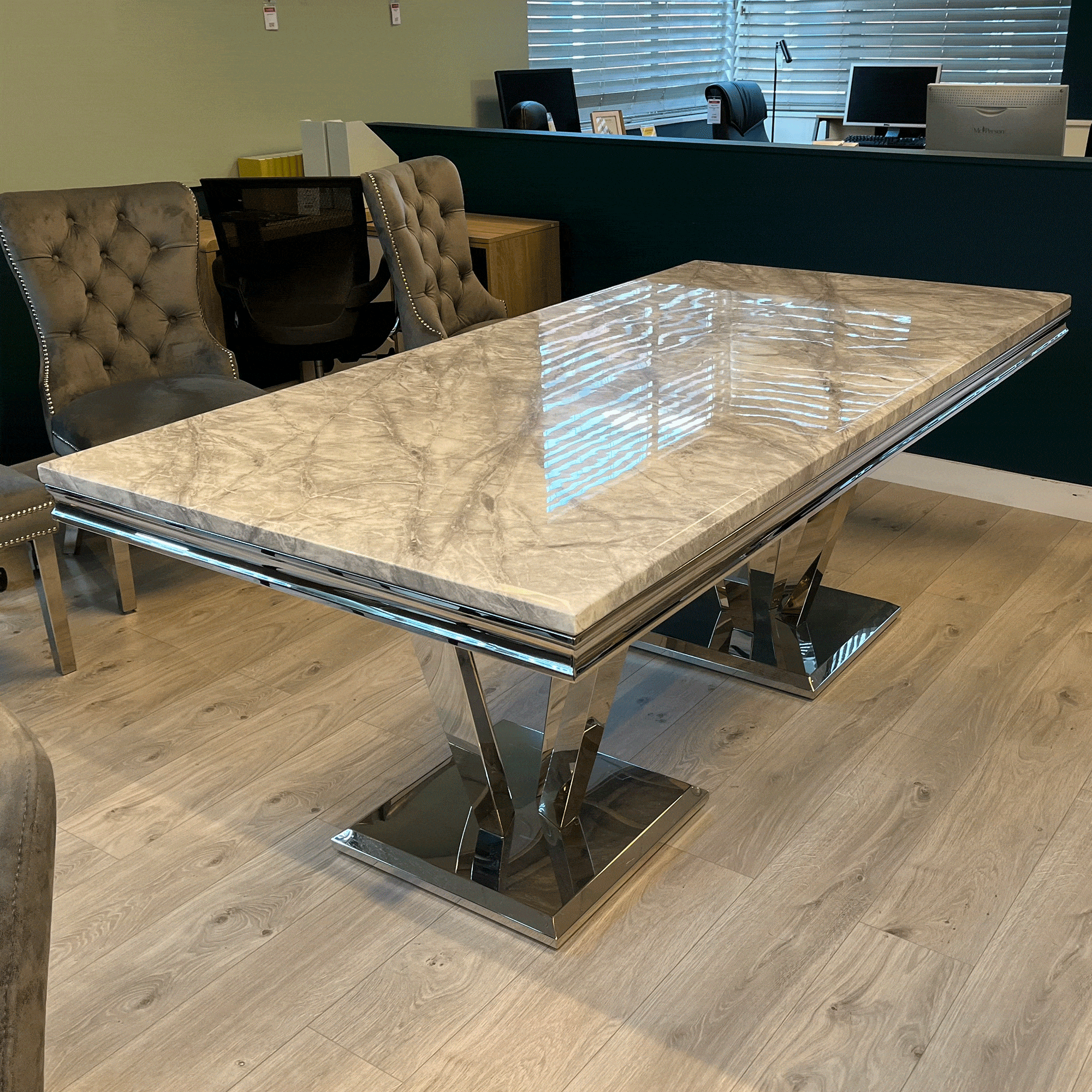 Missano 200cm Dining Table Grey Marble Top