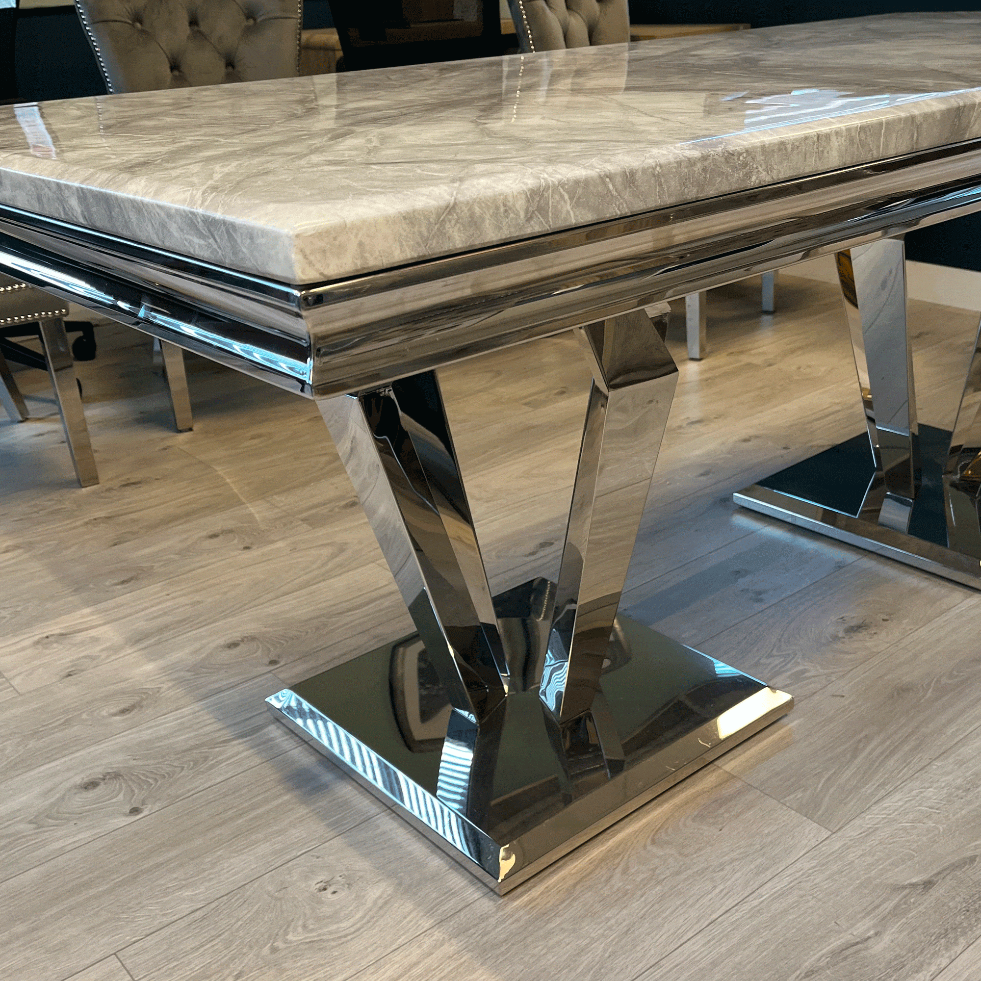 Missano 200cm Dining Table Grey Marble Top